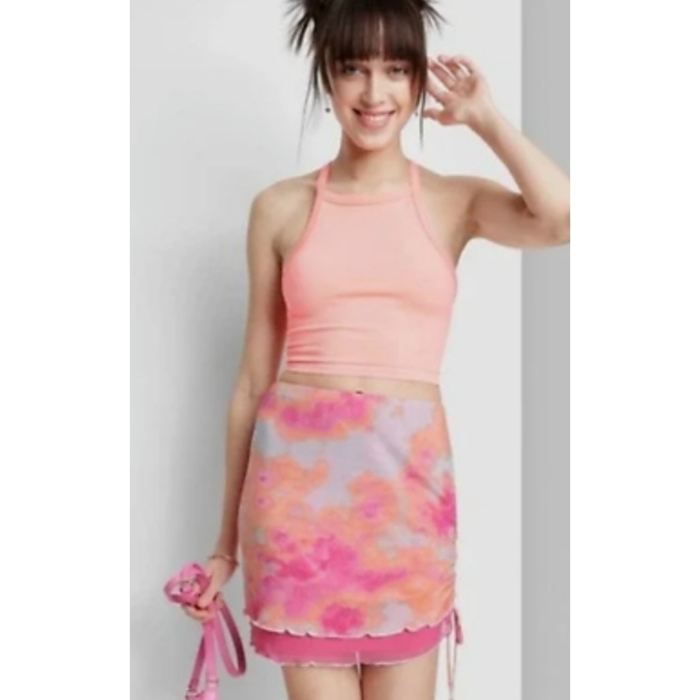 Wild Fable Mesh Side Scrunched Mini Skirt